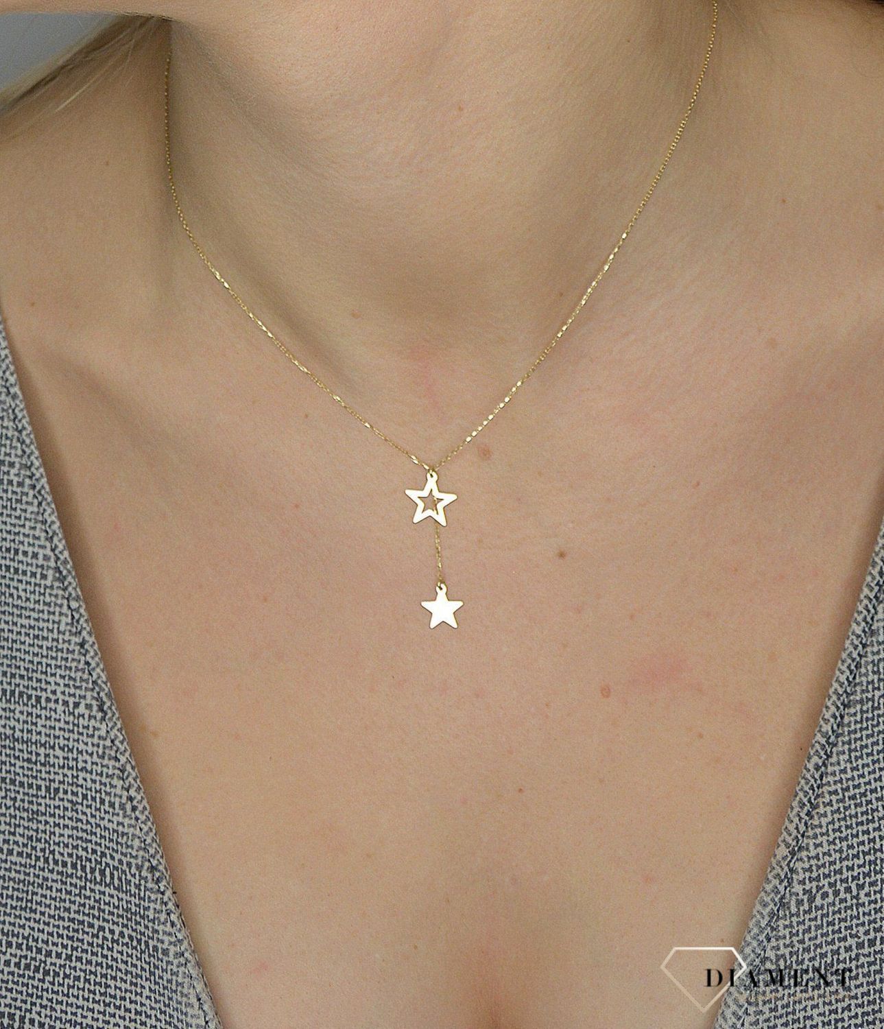 Naszyjnik złoty próby 585 gwiazdki NA 2058  ✓Złote Naszyjniki Damskie w Sklepie z Biżuterią zegarki-diament.pl.jpg